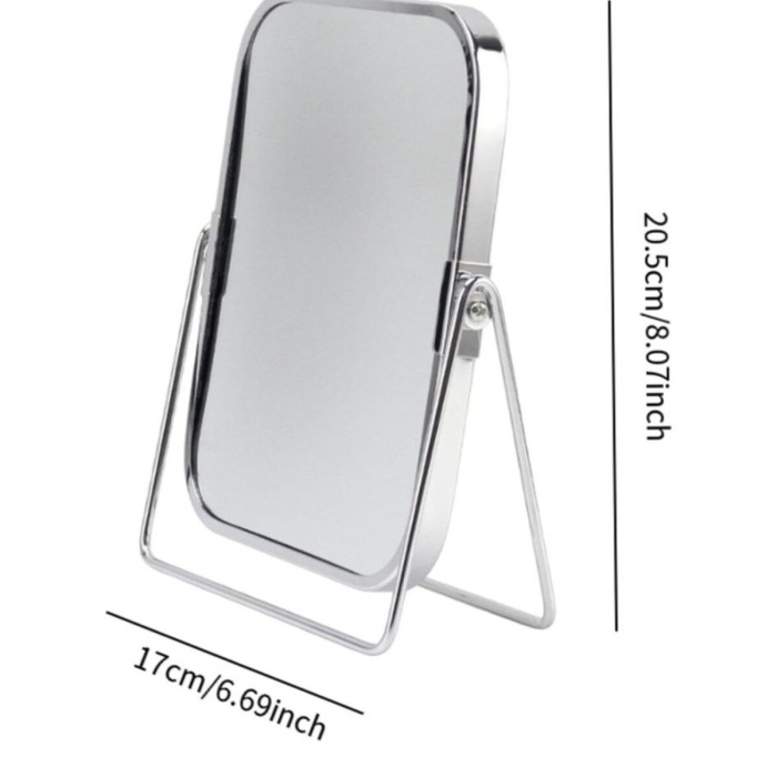 ® Yeni Ürün Gümüş Renk Ayarlanabilir KARE Metal Ayaklı Masa Üstü Makyaj Aynası